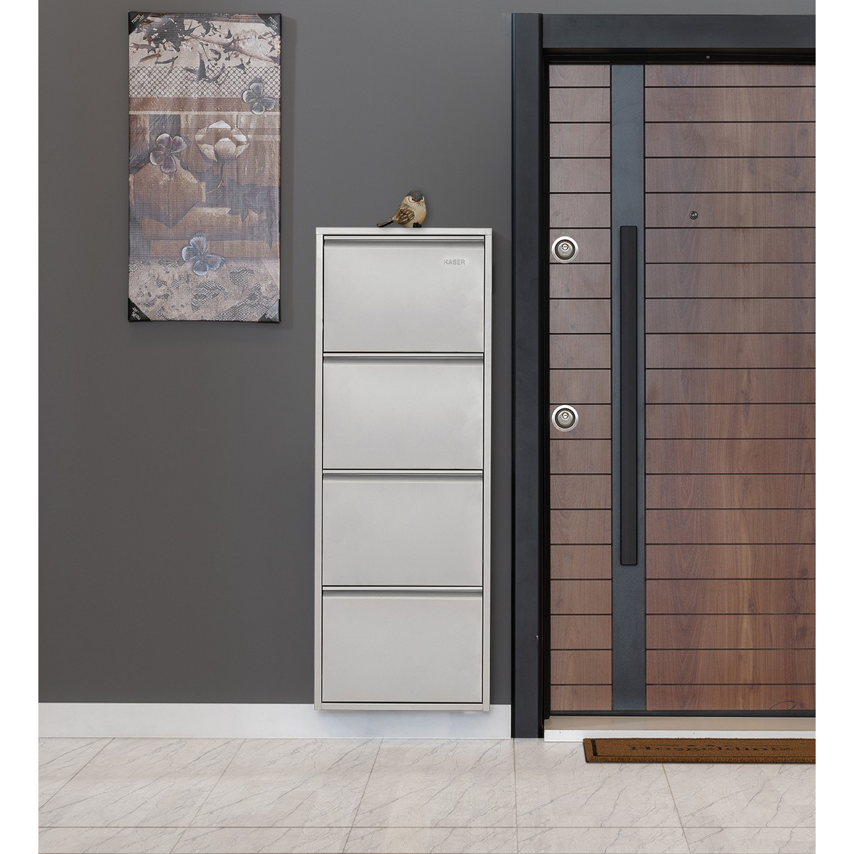 110000229697519.jpg Kaser Gri 4'lü Metal Ayakkabılık - Görsel 1