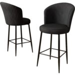 Canisa Concept Fora Serisi Ada Mutfak Sandalyesi Babyface Kumaş Bar Sandalyesi Siyah Metal Ayak - Görsel 2