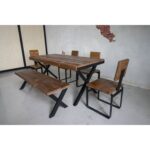 Deryawood Masif Ağaç Yemek  Masa Takımı  220-85 +4 SAND+220 Bank - Görsel 2