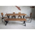 Deryawood Masif Ağaç Yemek  Masa Takımı  220-85 +4 SAND+220 Bank - Görsel 3