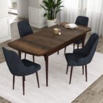 Canisa Concept Ram Serisi, 80 x 132 cm Açılabilir Masa Takımı, Barok Ahşap Desen Masa 4 Sandalye - Görsel 2