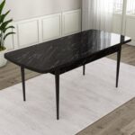 Canisa Concept Ram Serisi, 80 x 132 cm Açılabilir Masa Takımı,siyah Mermer Desen Masa 6 Sandalye - Görsel 3
