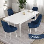 Canisa Concept Ram Serisi, 80 x 132 cm Açılabilir Masa Takımı, Beyaz Masa 4 Sandalye - Görsel 2