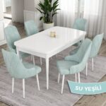 Canisa Concept Ram Serisi, 80 x 132 cm Açılabilir Masa Takımı, Beyaz Masa 6 Sandalye