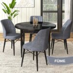 Canisa Concept Rox Serisi,  Yuvarlak Mutfak Masa Takımı, Siyah Mermer Desen Masa ve 4 Sandalye