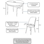 Canisa Concept Tor Serisi, Yuvarlak Mutfak Masa Takımı, Barok Ahşap Desen Masa ve 4 Sandalye - Görsel 5