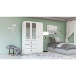 Metalia Gm 310 Ece Lüx 3 Kapı 3 Çekmeceli Aynalı Düğme Kulplu Gardırop