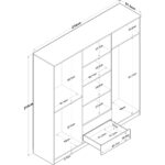 Rani BA111 Geniş Gardırop Elbise Dolabı 6 Kapaklı 2 Çekmeceli 6 Raflı 3 Askılı Sepet Ceviz - Beyaz - Görsel 2