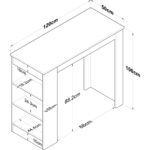 Rani JA103 Bar Masası 3 Raflı Yüksek Mutfak Yemek Masası Sepet Ceviz - Beyaz - Görsel 2