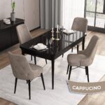 Canisa Concept Iza Serisi 80 x 132 cm Mdf Açılabilir Siyah Mermer Desen Mutfak Masa Takımı 4 Sandalye