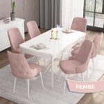 Canisa Concept Iza Serisi 80 x 132 cm Açılabilir Mdf Masa Beyaz Mutfak Masa Takımı 6 Sandalye