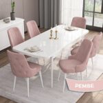 Canisa Concept Iza Serisi 80 x 132 cm Açılabilir Mdf Masa Beyaz Mutfak Masa Takımı 6 Sandalye - Görsel 2