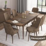 Canisa Concept Iza Serisi 80 x 132 cm Açılabilir Mdf Masa Barok Ahşap Desen Mutfak Masa Takımı 6 Sandalye - Görsel 2