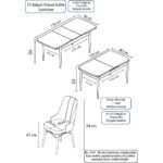 Ahu Serisi 80 x 132 cm Açılabilir Masa Beyaz Masa Ceviz Ayak Mutfak Masa Takımı 4 Sandalye - Görsel 5