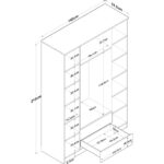 Rani BA112 Geniş Gardırop Elbise Dolabı 4 Kapaklı 2 Çekmeceli 13 Raflı 1 Askılı Sepet Ceviz - Beyaz - Görsel 2