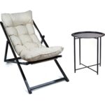 Hastunç Minderli - Bora Şezlong Seti Bahçe&balkon&teras&plaj Katlanır Set -1 Şezlong 1 Sehpa