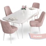 Canisa Concept Yay SERISI80 x 132 cm Açılabilir Masa Takımı Beyaz Mutfak Masası ve 4 Sandalye - Görsel 5