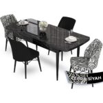 Canisa Concept Aya Serisi 80 x 132 cm Açılabilir Siyah Mermer Desen Mutfak Masa Takımı 4 Sandalye - Görsel 2