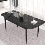 Canisa Concept Noa Serisi,80 x 132 cm Açılabilir Mdf Masa Takımı,siyah Mermer Desen Masa 6 Sandalye Gümüş Halkalı - Görsel 3