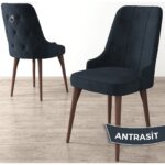 Canisa Concept Noa Serisi, 80 x 132 cm Mdf Masa Takımı, Barok Ahşap Desen Masa 6 Sandalye, Gümüş Halkalı - Görsel 4