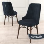 Canisa Concept Are Serisi  80 x 132 cm Mdf Masa  Barok Ahşap Desen Masa Takımı  6 Sandalye Gümüş Halkalı - Görsel 4