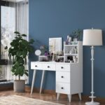 Rani BJ101 Makyaj Masası 5 Çekmeceli Raflı Aynalı Takı Düzenleyici Beyaz - Görsel 4