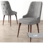 Nev Serisi  80 x 132 cm Açılabilir Beyaz Masa Ceviz Ayak Masa Takımı  6 Sandalye Gümüş Halkalı - Görsel 4