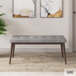 Canisa Concept Taç Serisi  80 x 132 cm Beyaz Masa Ceviz Ayak Yemek Masası Takımı  4 Sandalye Gümüş Halkalı ve 1 Bench - Görsel 3