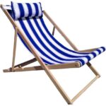 Prado Holiday Ahşap Şezlong, Bahçe Balkon Plaj Şezlongu Mavi