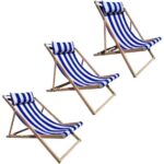 Prado Holiday Ahşap Şezlong, Bahçe Balkon Plaj Şezlongu Mavi - Görsel 3