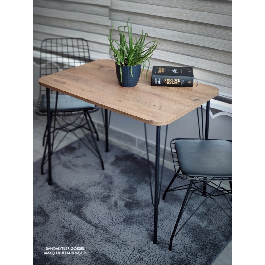 110000281537651.jpg Bambeds Mobilya Metal Ayaklı 60X90 cm Eclipse 2022 Mutfak Masası Balkon Masası Çalışma Masası - Görsel 1