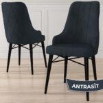 Canisa Concept Kar Serisi 80 x 132 cm Açılabilir Mdf Mutfak Masa Takımı Siyah Mermer Desen Masa 6 Sandalye - Görsel 4