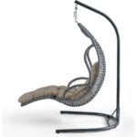 Eymense Elit Demonte Ayak Uzatmalı Rattan Salıncak Gri Kahve Oturum