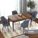 Canisa Concept Kor Serisi  Barok Ahşap Desen  70X114 Açılabilir Mutfak Masa Takımı, 4 Adet Sandalye