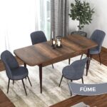 Canisa Concept Kor Serisi  Barok Ahşap Desen  70X114 Açılabilir Mutfak Masa Takımı, 4 Adet Sandalye - Görsel 2