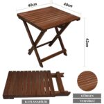 Bysay Ahşap Katlanabilir Taşınır Puf Minderli Kollu Şezlong. Plaj, Bahçe Için 3 Lü Set (Ceviz-Gri) - Görsel 5