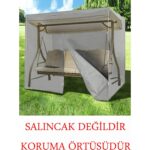 Bundera Casing Gri Bahçe Salıncak Koruma Örtüsü Üç Kişilik Tenteli Yağmur Toz Önleyici Hamak Kılıfı Branda - Görsel 3