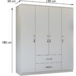 Metalia Smart Line 4 Kapaklı 2 Çekmeceli Gardırop - Beyaz - Görsel 6