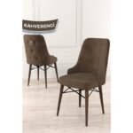 Are Serisi, 80X132 Mdf Açılabilir Barok Ahşap Desen Mutfak Masa Takımı, 4 Sandalye Gümüş Halkalı - Görsel 4