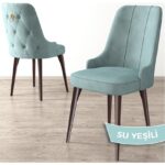 Canisa Concept Nex Serisi, Barok Ahşap Desen 80 x 132 cm Mdf Mutfak Masası Takımı Metal Iskelet, 4 Sandalye Gold Halka - Görsel 4