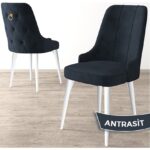 Canisa Concept Nex Serisi, Beyaz 80 x 132 cm Mdf Mutfak Masası Takımı Metal Iskelet, 6 Sandalye Gold Halka - Görsel 4