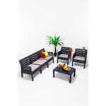 Mobetto Lara 3+1+1+S Bahçe Takımı Balkon - Bahçe - Teras Mobilyası / Antrasit