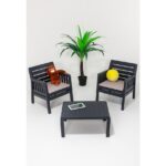 Mobetto Lara 1+1+S Bahçe Takımı Balkon - Bahçe - Teras Mobilyası / Antrasit