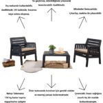 Mobetto Lara 1+1+S Bahçe Takımı Balkon - Bahçe - Teras Mobilyası / Antrasit - Görsel 4