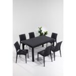 Mobetto Rattan 90X150 Bahçe&balkon&teras Masa Seti – Antrasit