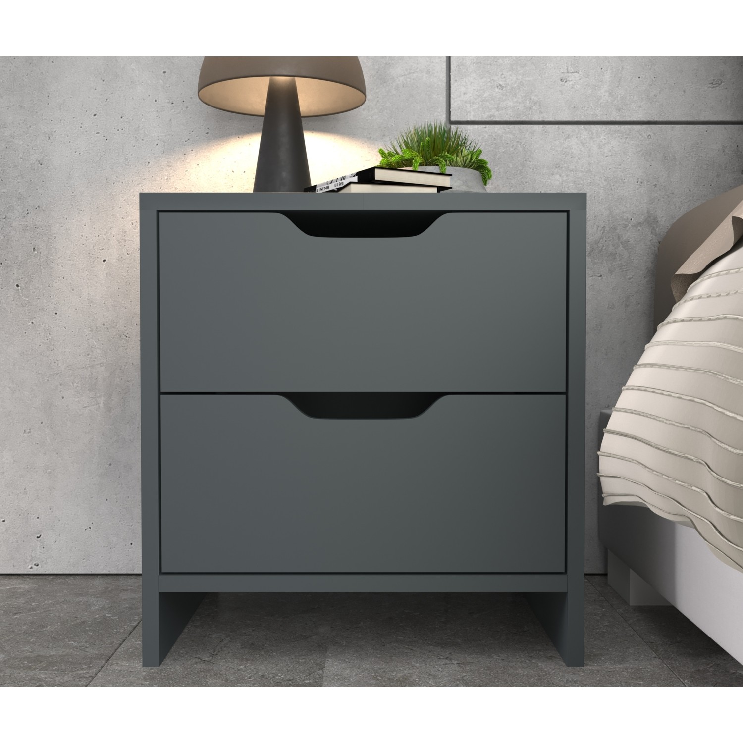 110000329261064.jpg Efes 2 Çekmeceli Antrasit Komodin - Görsel 1
