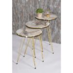 Gold Falez Zigon Sehpa ve Orta Sehpa  Elips Set Çift Gold Efes Tel - Görsel 3