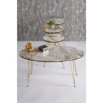 Gold Falez Zigon Sehpa ve Orta Sehpa  Elips Set Çift Gold Efes Tel - Görsel 4