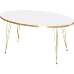 Gold Falez Zigon Sehpa ve Orta Sehpa Beyaz Elips Set Tel Ayak Gold - Görsel 5