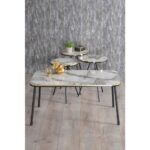 Gold Falez Zigon Sehpa ve Orta Sehpa Kr Set Siyah Metal Ayak Çift Altın Efes